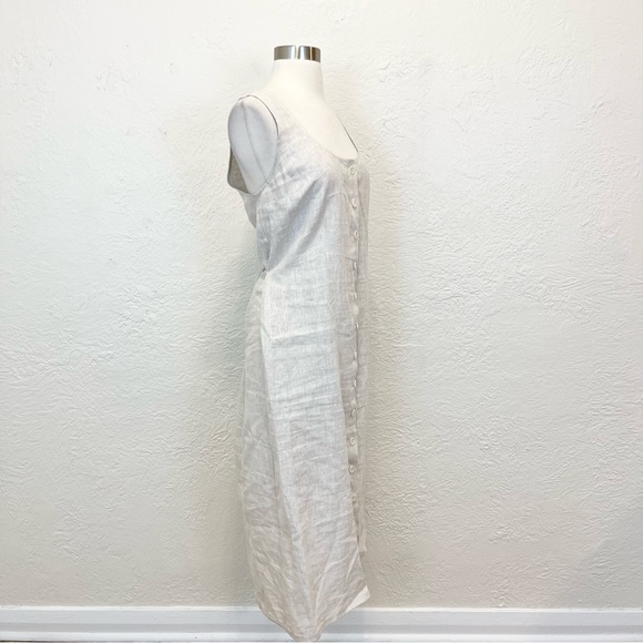 Reformation Grover Linen Dress Beige Oatmeal Midi Maxi Button Front fits XL 12 - Picture 14 of 15